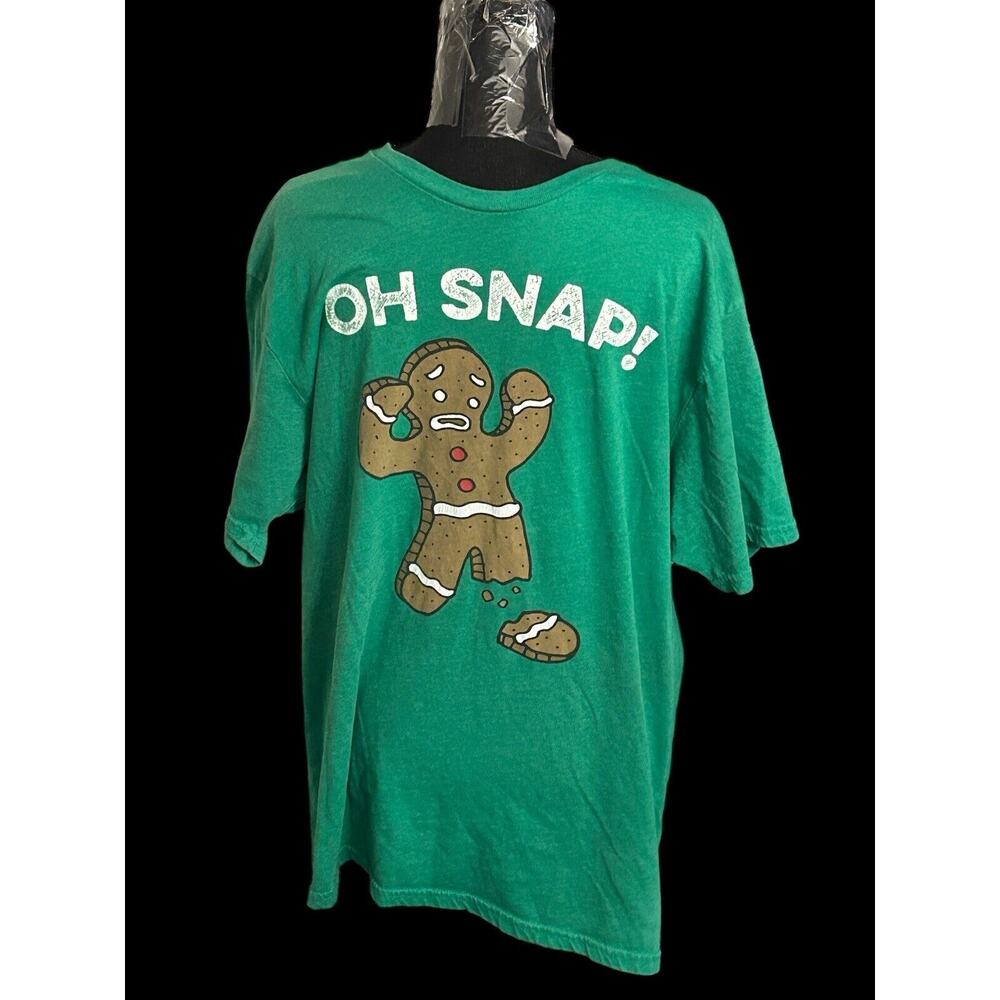 Gingerbread Man Shirt Men's Large OH Snap! Funny Christmas Tee Holiday‎ Time